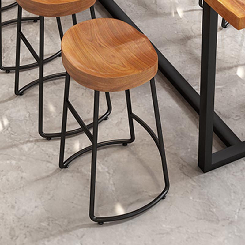 Contemporary Solid Wood Bar Stool Metal Bar Stool with Contoured Seat