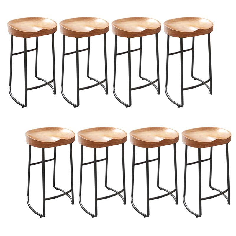 Contemporary Solid Wood Bar Stool Metal Bar Stool with Contoured Seat