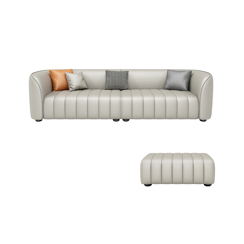 Beige Faux Leather Straight Arm Sofa/Sectional with Stain-Resistant and Wear-Resisting