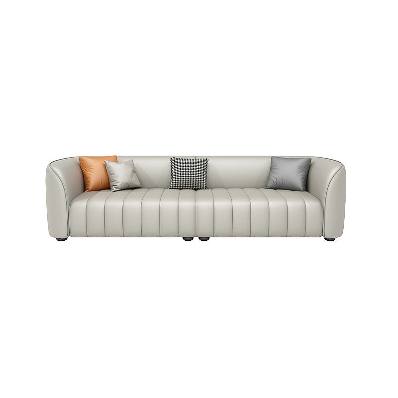 Beige Faux Leather Straight Arm Sofa/Sectional with Stain-Resistant and Wear-Resisting