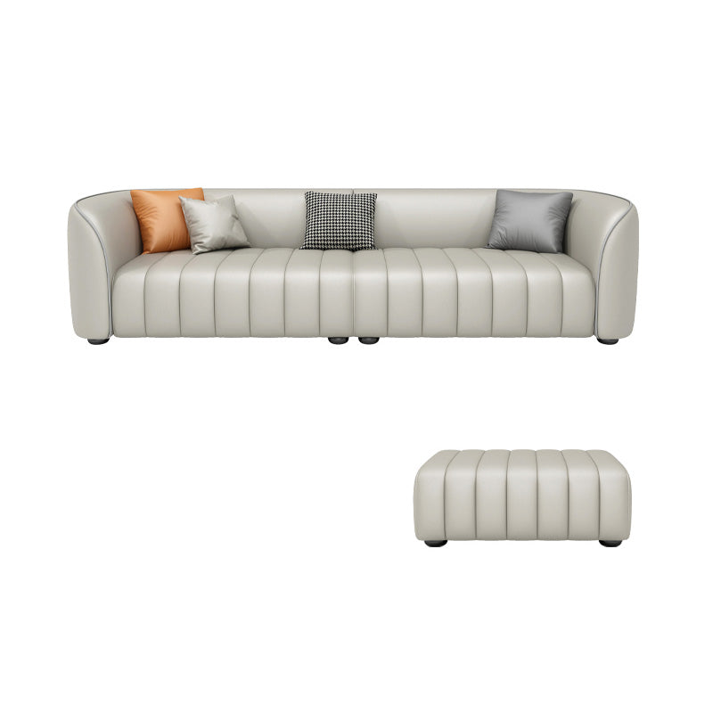 Beige Faux Leather Straight Arm Sofa/Sectional with Stain-Resistant and Wear-Resisting