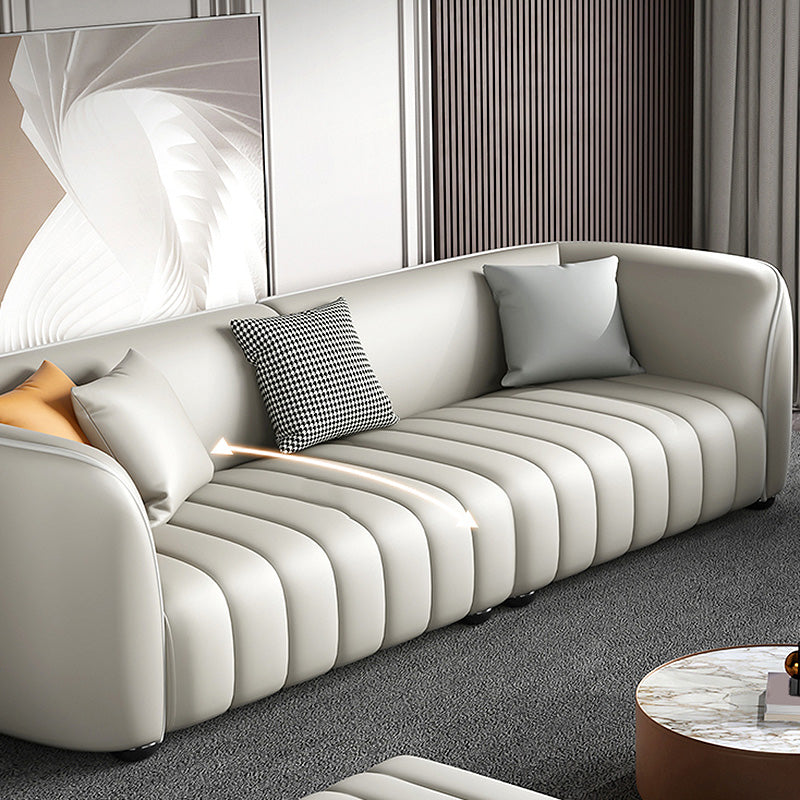 Beige Faux Leather Straight Arm Sofa/Sectional with Stain-Resistant and Wear-Resisting