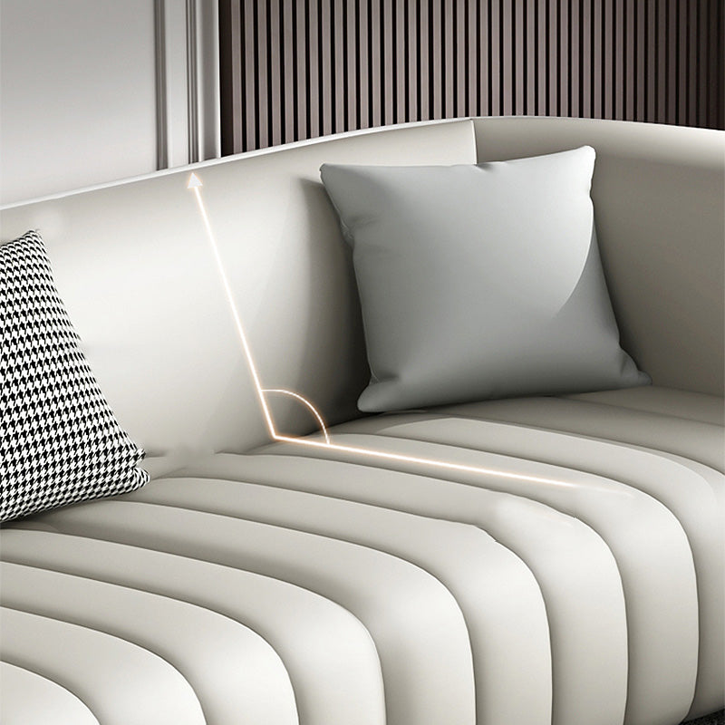 Beige Faux Leather Straight Arm Sofa/Sectional with Stain-Resistant and Wear-Resisting