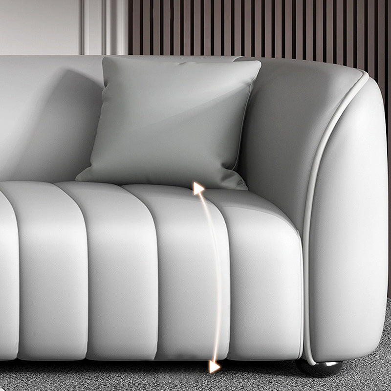 Beige Faux Leather Straight Arm Sofa/Sectional with Stain-Resistant and Wear-Resisting