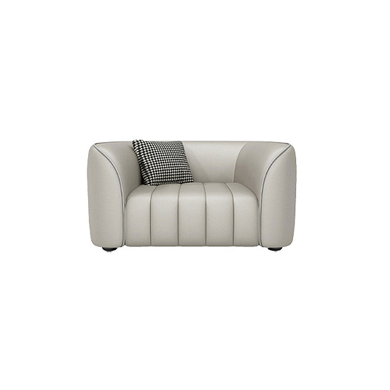 Beige Faux Leather Straight Arm Sofa/Sectional with Stain-Resistant and Wear-Resisting