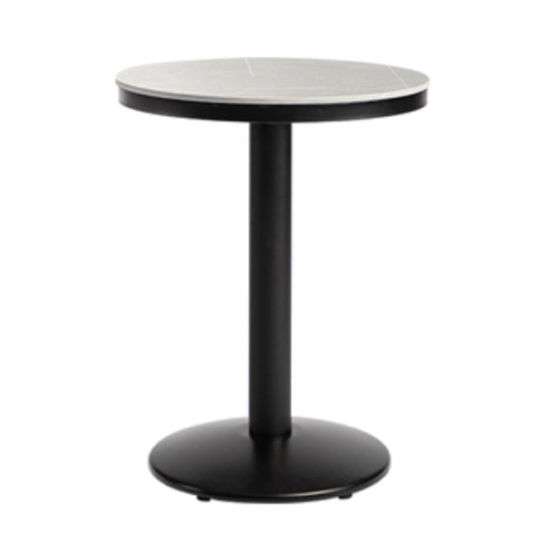 1/3 Pieces Industrial Iron Bar Table Set Round Bistro Set with Grey Faux Marble Top