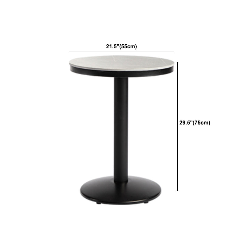 1/3 Pieces Industrial Iron Bar Table Set Round Bistro Set with Grey Faux Marble Top