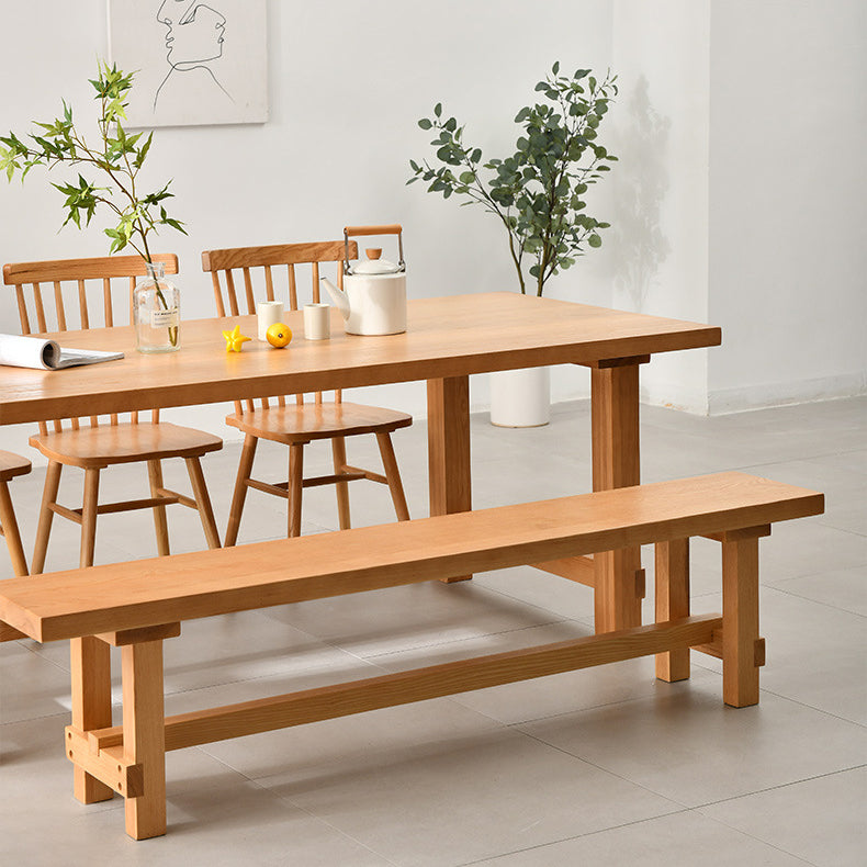 Modern Rectangular Table and Bench Set 1/2/3/5/9 Pieces Solid Wood Dining Sets