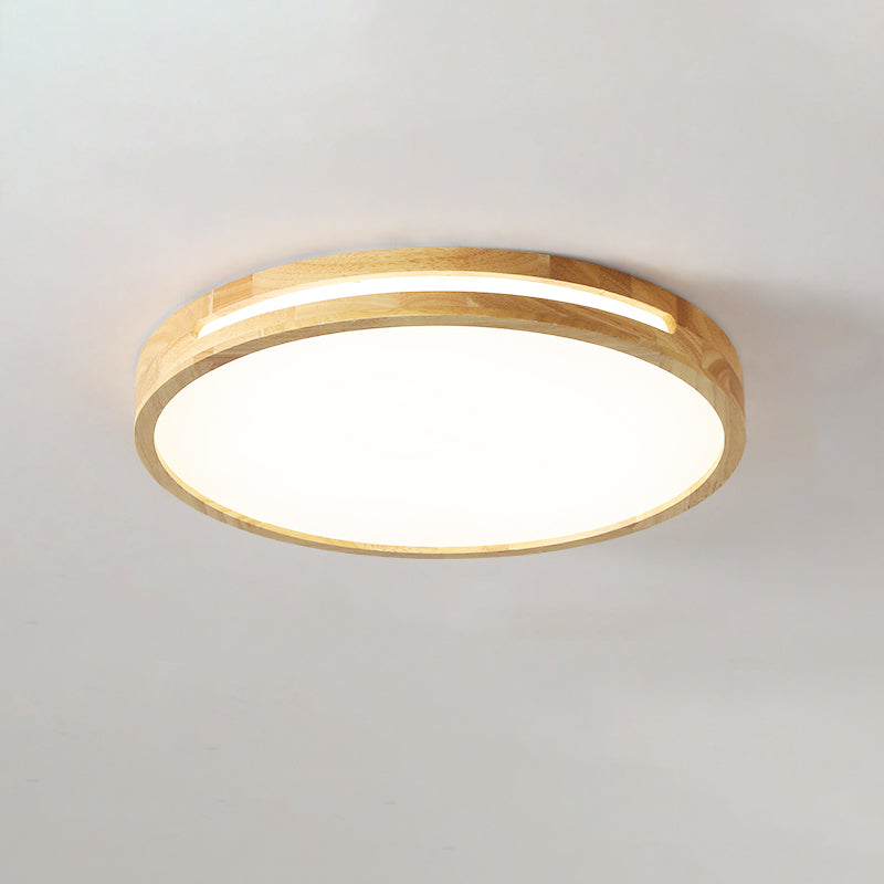 Modern Round Shape Ceiling Light Wood LED Flush Mount Light for Dining Room