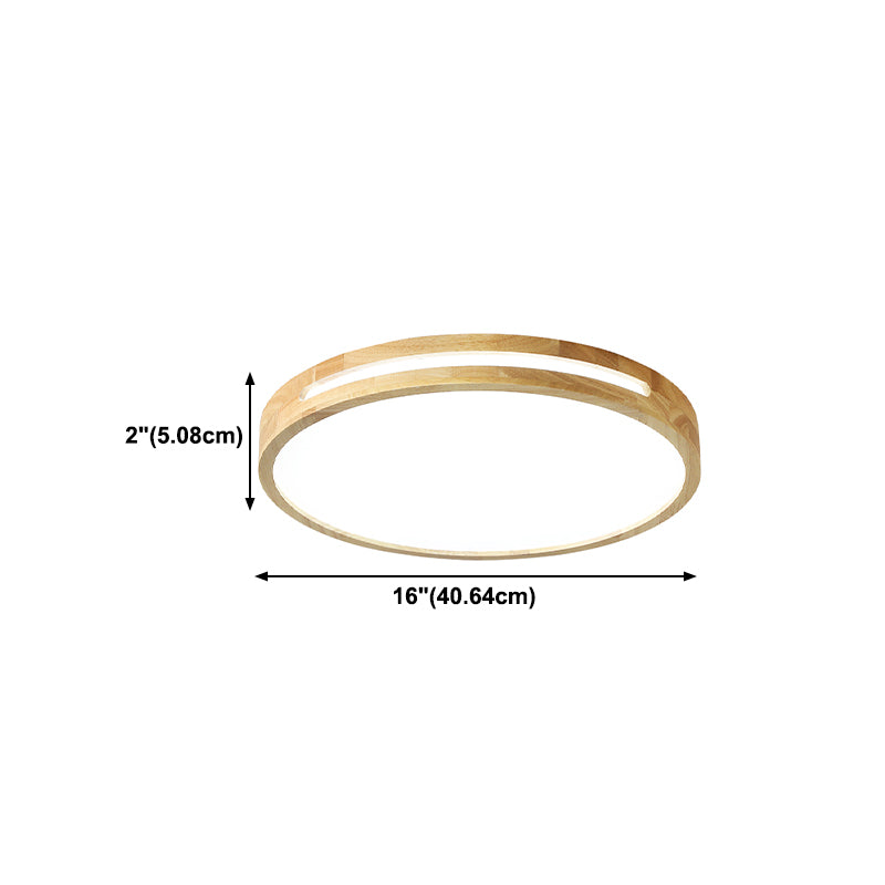 Modern Round Shape Ceiling Light Wood LED Flush Mount Light for Dining Room