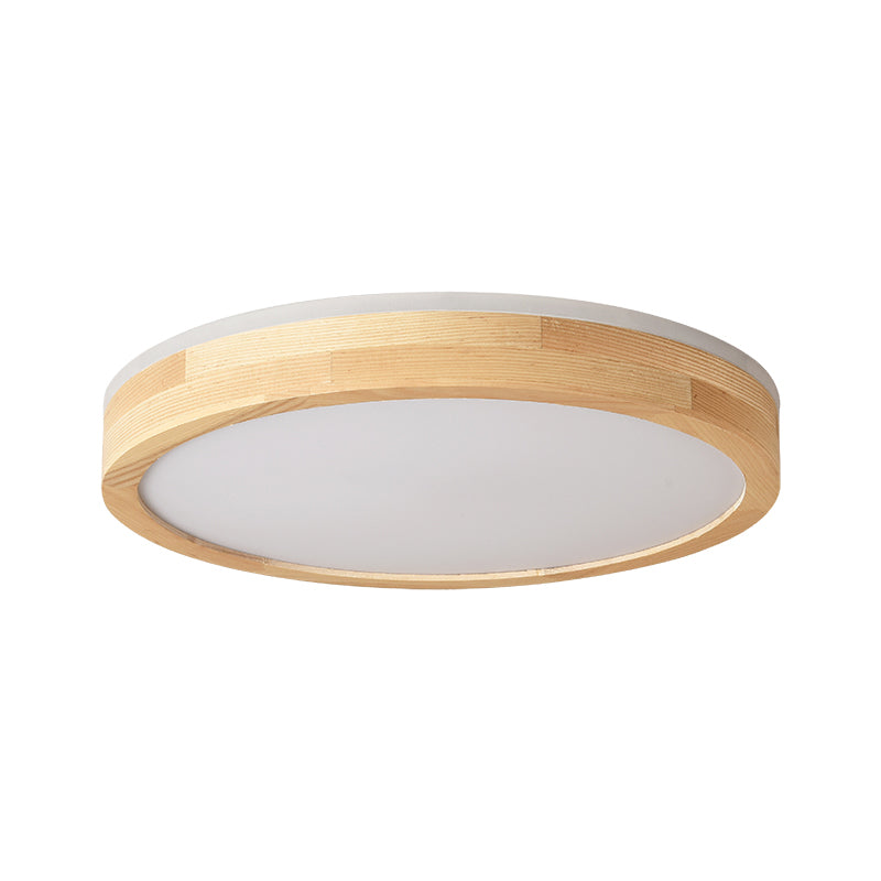 Wood Round Shape Flush Mount Light Modern 1 Light Flush Mount Lighting Fixtures in Brown