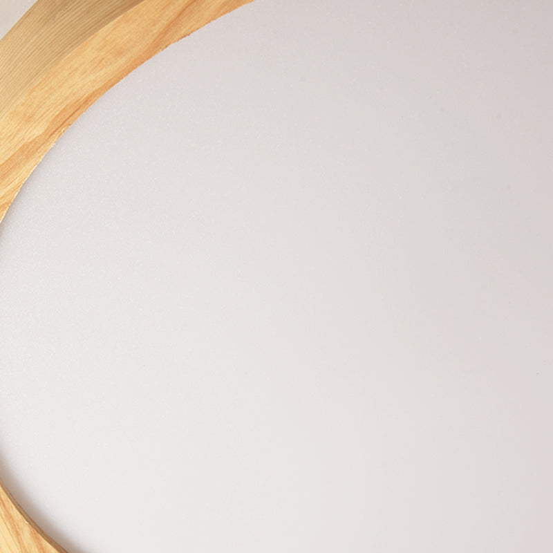 Wood Round Shape Flush Mount Light Modern 1 Light Flush Mount Lighting Fixtures in Brown