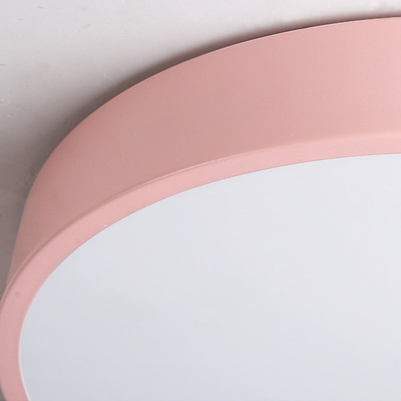 Metal LED Flush Mount Macaroon Circle Ceiling Mounted Fixture for Bedroom