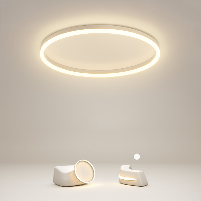 Metal Round Shape Flush Mount Light Modern 1 Light Flush Mount Lighting Fixtures in White