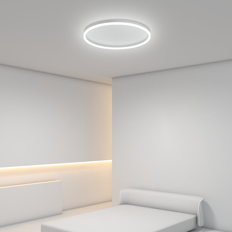 Metal Round Shape Flush Mount Light Modern 1 Light Flush Mount Lighting Fixtures in White