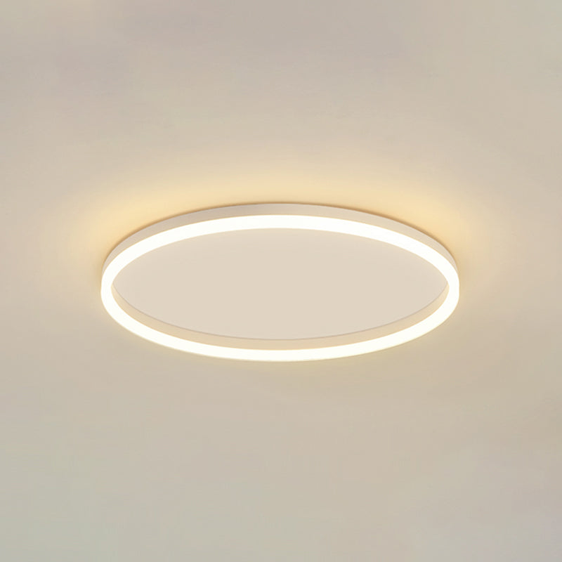 Metal Round Shape Flush Mount Light Modern 1 Light Flush Mount Lighting Fixtures in White