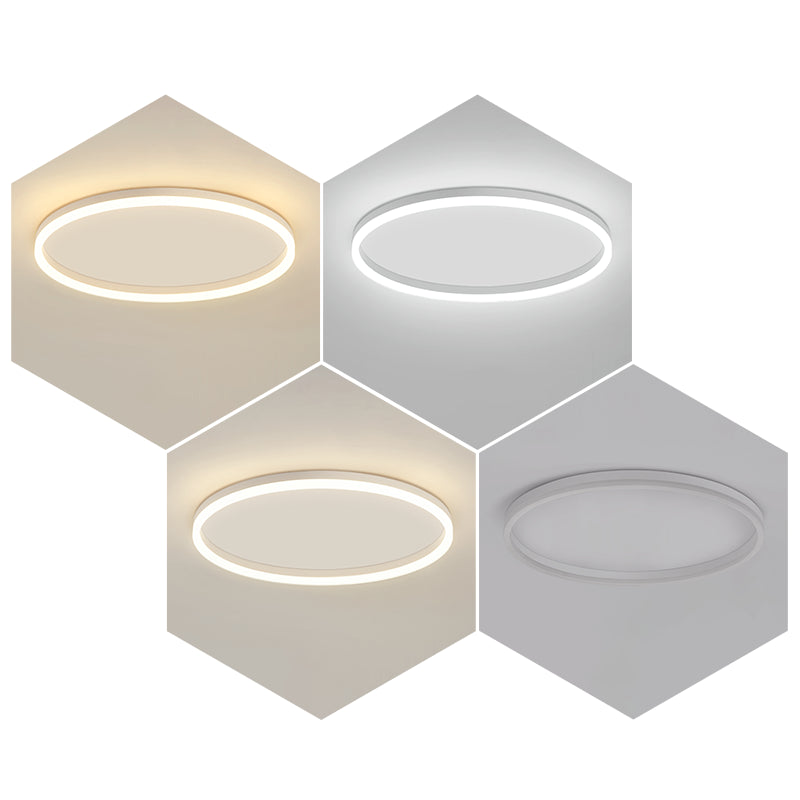 Metal Round Shape Flush Mount Light Modern 1 Light Flush Mount Lighting Fixtures in White