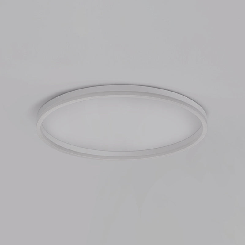 Metal Round Shape Flush Mount Light Modern 1 Light Flush Mount Lighting Fixtures in White