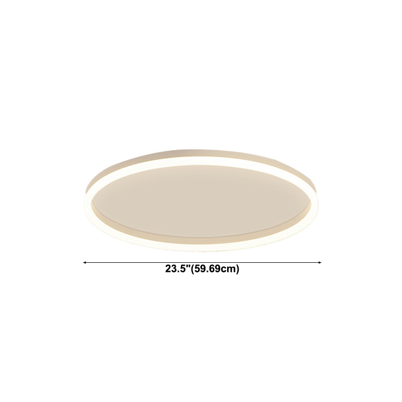 Metal Round Shape Flush Mount Light Modern 1 Light Flush Mount Lighting Fixtures in White