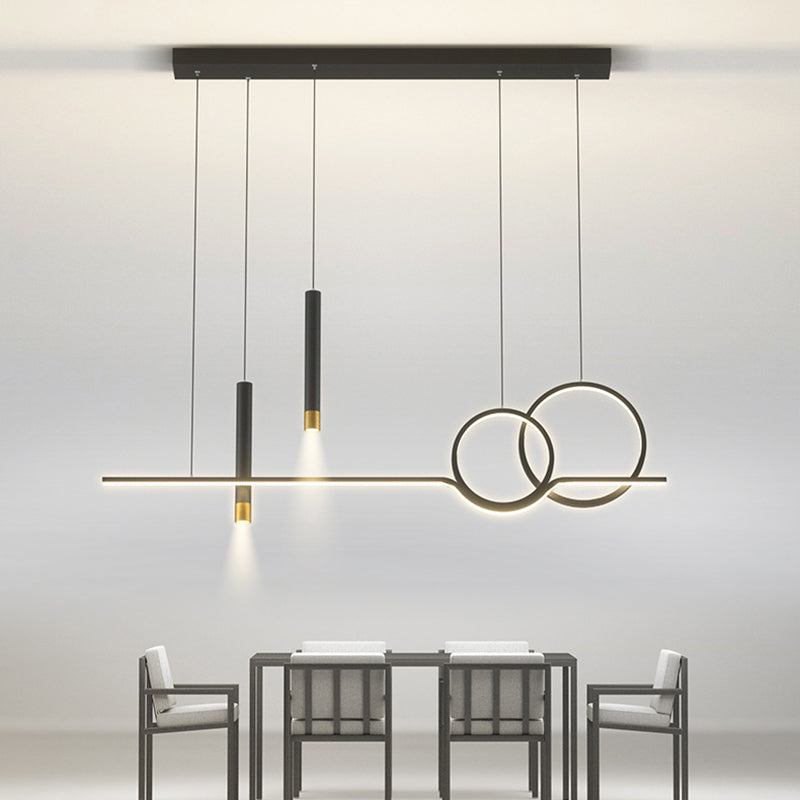 Postmodern Style Unique Shape Island Pendant Metal 5 Light Island Lighting for Dining Room