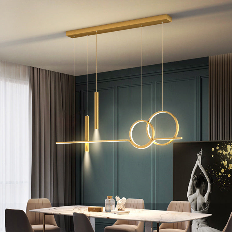 Postmodern Style Unique Shape Island Pendant Metal 5 Light Island Lighting for Dining Room