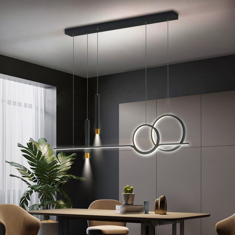 Postmodern Style Unique Shape Island Pendant Metal 5 Light Island Lighting for Dining Room