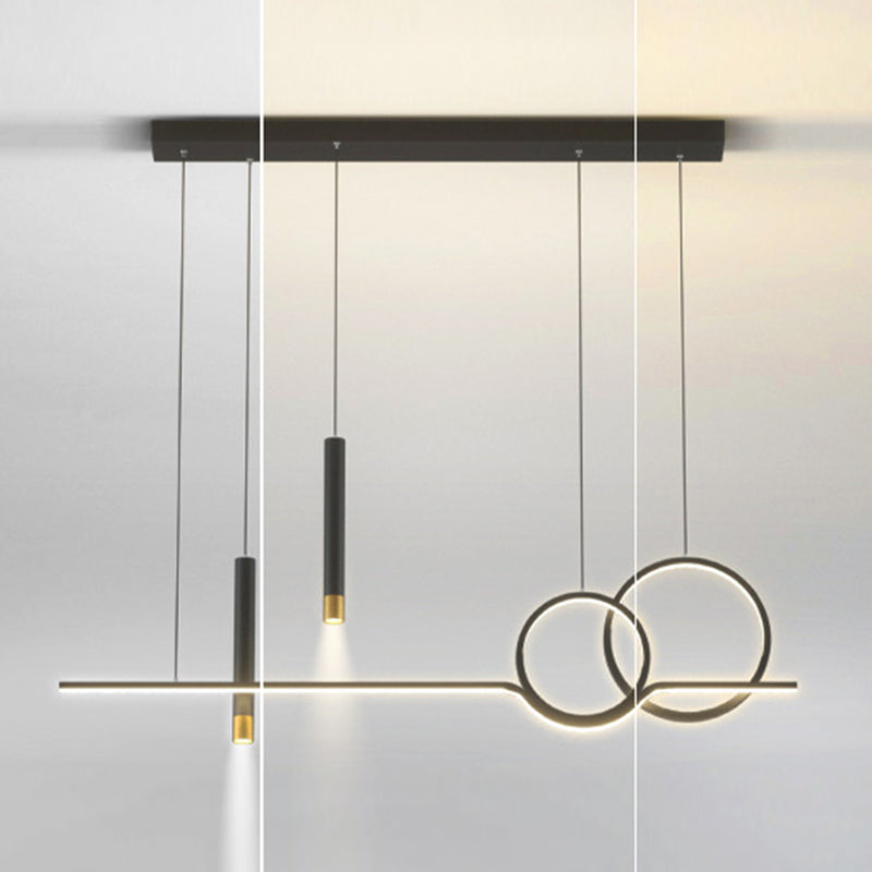 Postmodern Style Unique Shape Island Pendant Metal 5 Light Island Lighting for Dining Room