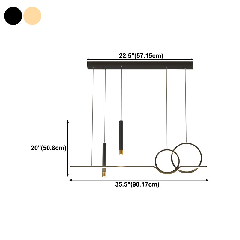 Postmodern Style Unique Shape Island Pendant Metal 5 Light Island Lighting for Dining Room