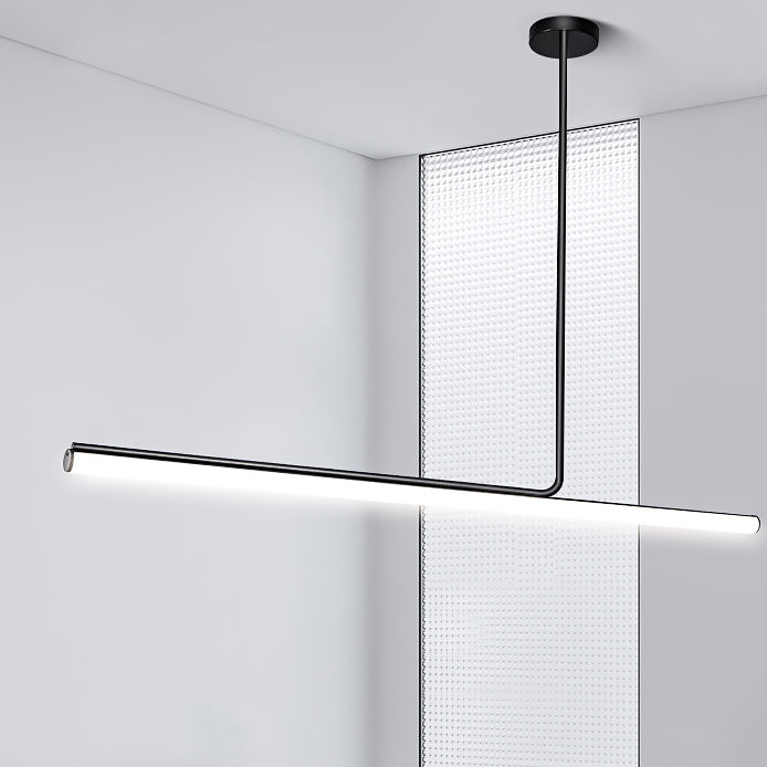 Simple Style Hanging Lamp 1-Light Linear Island Light Fixture for Kitchen