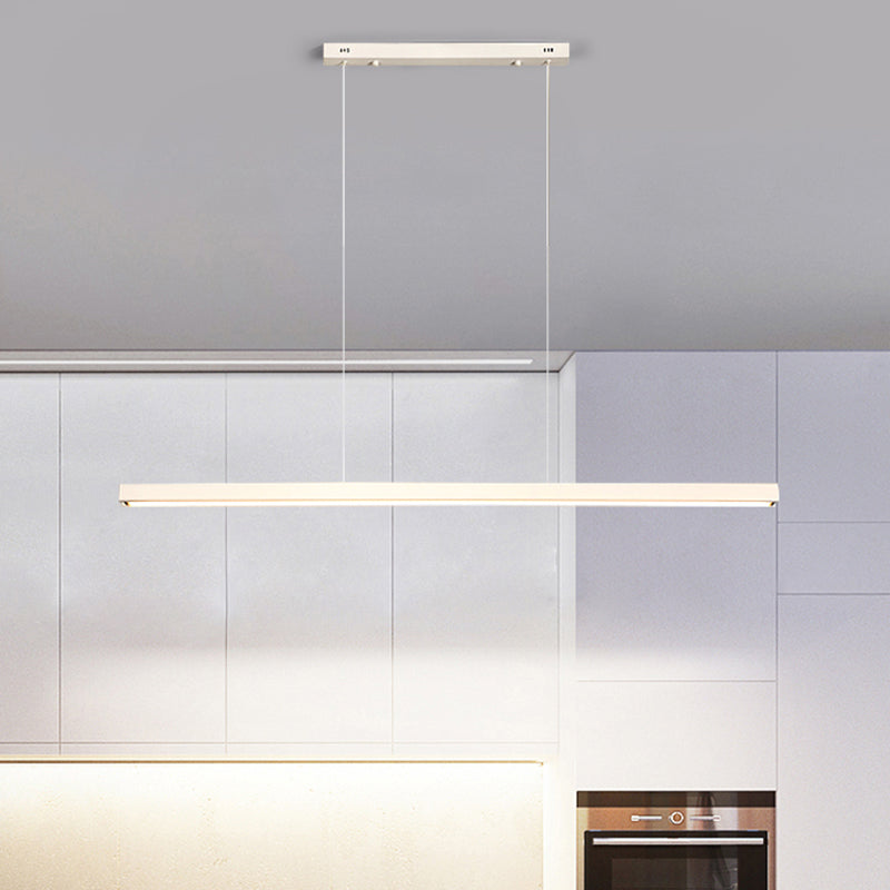Modern Metal Pendant Lighting Linear Shape Hanging with Acrylic Shade Light in White