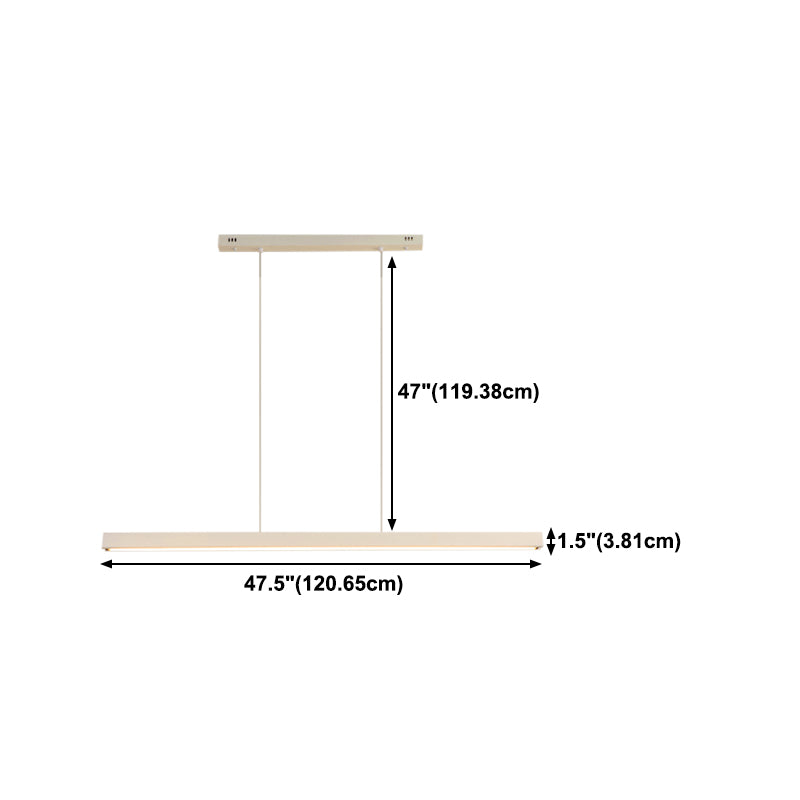 Modern Metal Pendant Lighting Linear Shape Hanging with Acrylic Shade Light in White