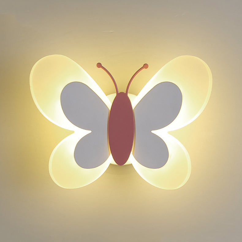 Metal Butterfly Shape Wall Light Kid Style 2 Lights Wall Mount Fixtures