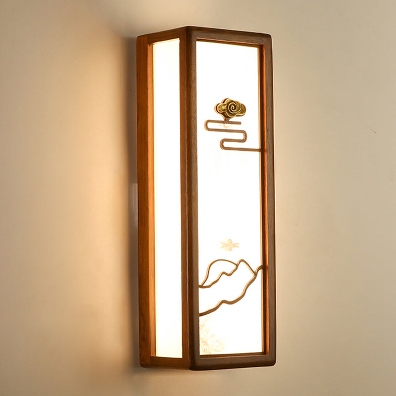 Modern Style Rectangular Shape Wall Sconce Wood 1 Light Sconces for Living Room