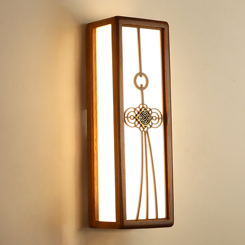 Modern Style Rectangular Shape Wall Sconce Wood 1 Light Sconces for Living Room
