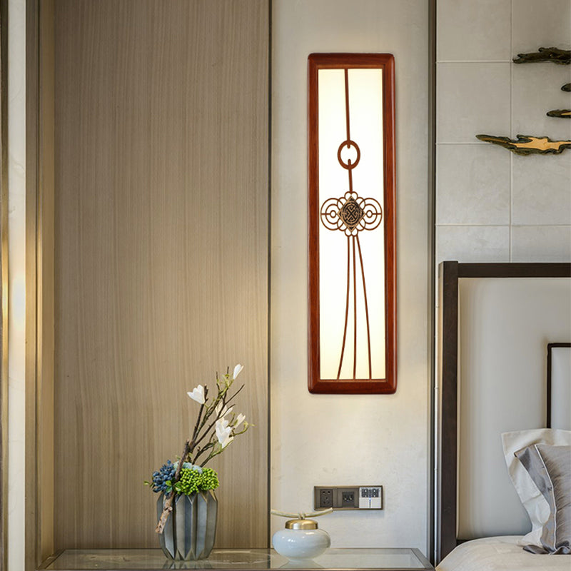 Modern Style Rectangular Shape Wall Sconce Wood 1 Light Sconces for Living Room
