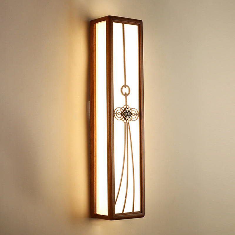 Modern Style Rectangular Shape Wall Sconce Wood 1 Light Sconces for Living Room