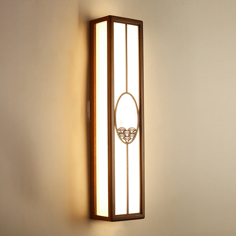 Modern Style Rectangular Shape Wall Sconce Wood 1 Light Sconces for Living Room