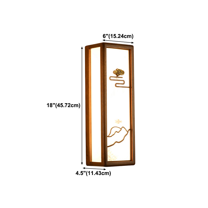 Modern Style Rectangular Shape Wall Sconce Wood 1 Light Sconces for Living Room