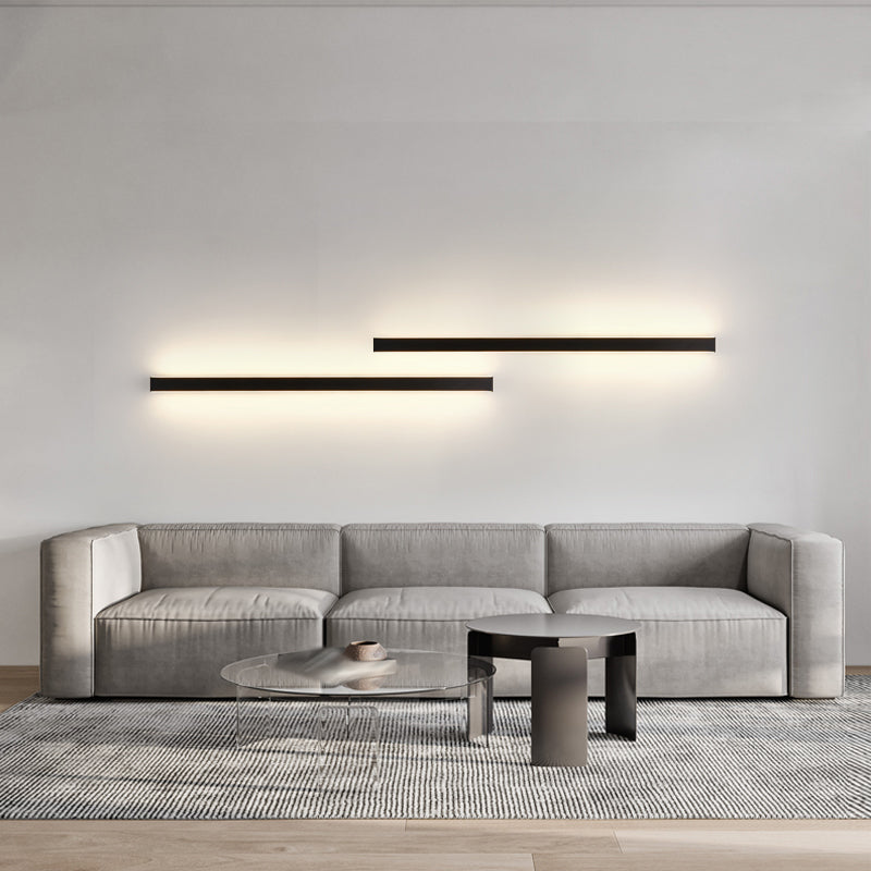 Modern Style Linear Shape Wall Sconce Metal 2 Light Sconces for Living Room