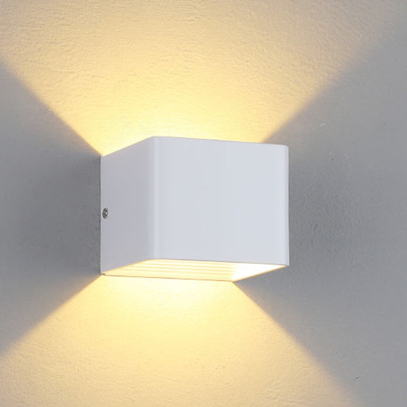 2-Light Square Wall Light Fixtures Modern Style Metal Wall Mount Lamp