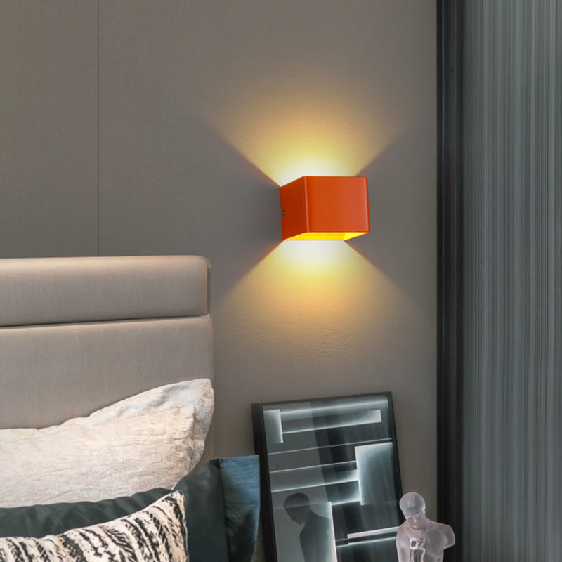 2-Light Square Wall Light Fixtures Modern Style Metal Wall Mount Lamp