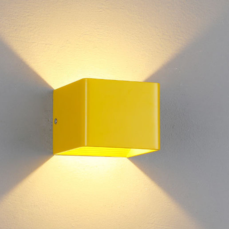 2-Light Square Wall Light Fixtures Modern Style Metal Wall Mount Lamp