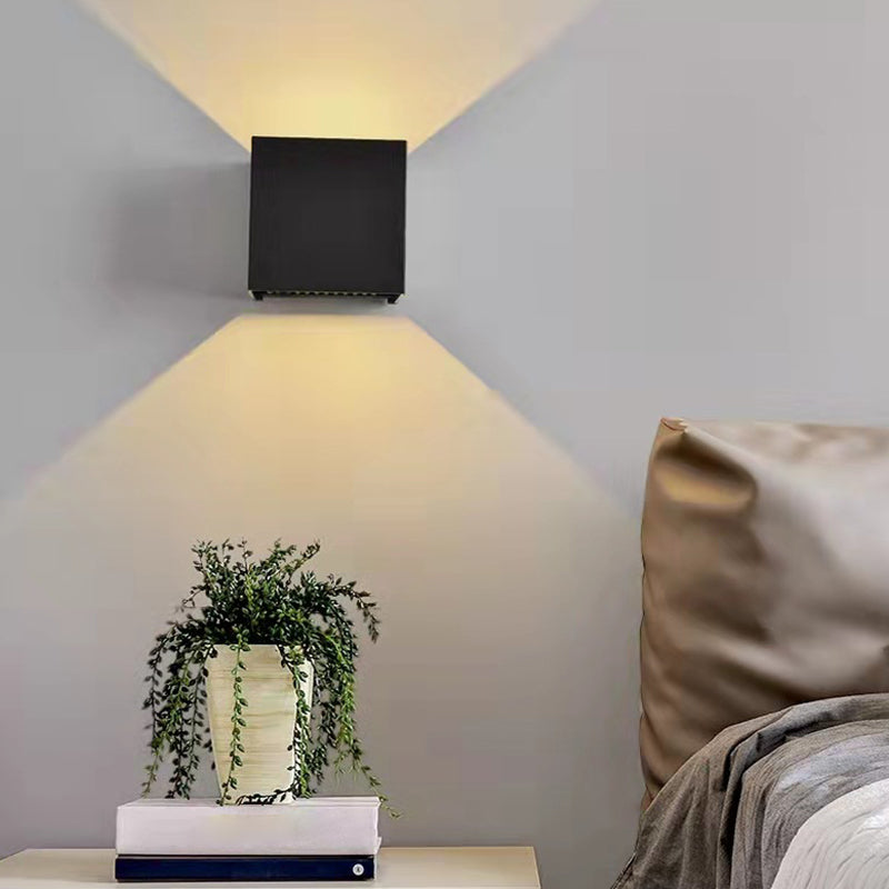 2-Light Square Wall Light Fixtures Modern Style Metal Wall Mount Lamp