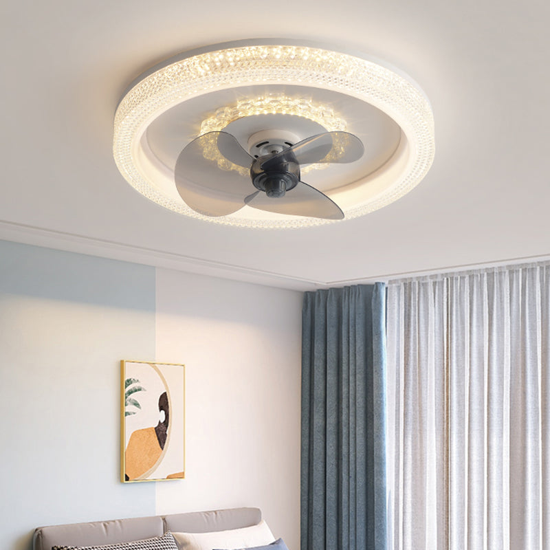 Modern Style Round Shape Ceiling Fan Lamps Metal 2 Light Ceiling Fan Lighting for Bedroom
