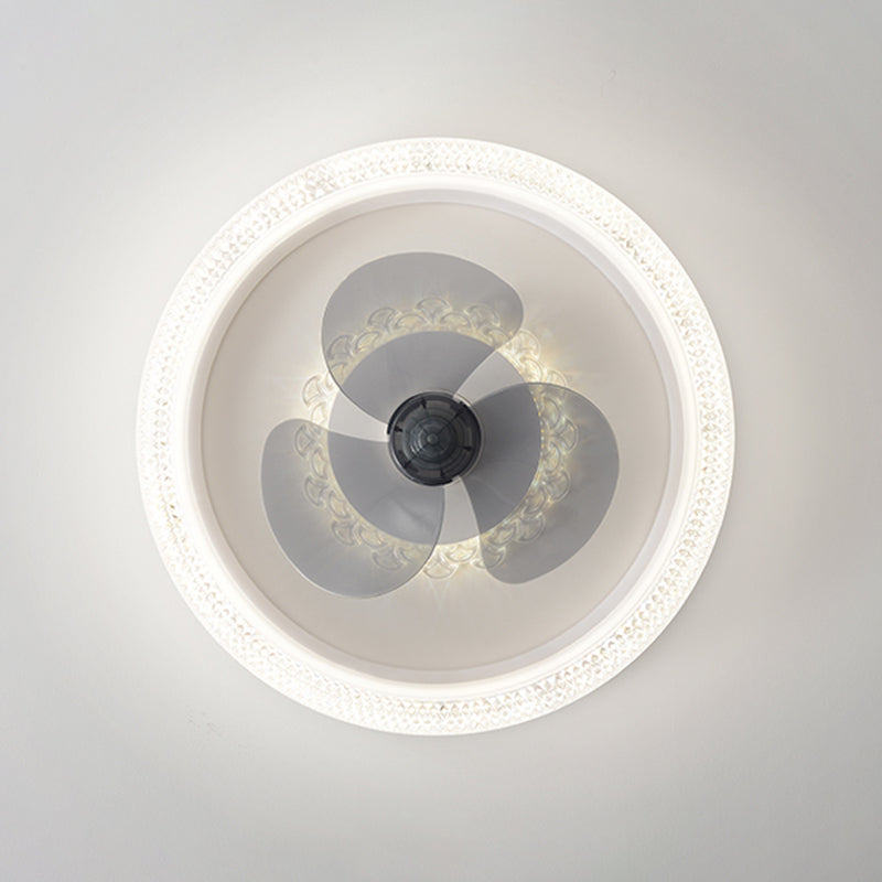 Modern Style Round Shape Ceiling Fan Lamps Metal 2 Light Ceiling Fan Lighting for Bedroom