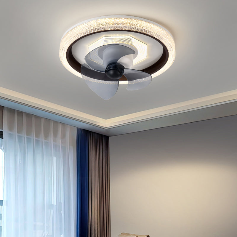 Modern Style Round Shape Ceiling Fan Lamps Metal 2 Light Ceiling Fan Lighting for Bedroom