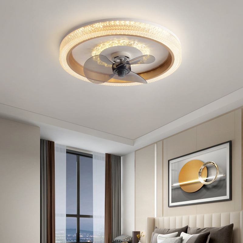 Modern Style Round Shape Ceiling Fan Lamps Metal 2 Light Ceiling Fan Lighting for Bedroom