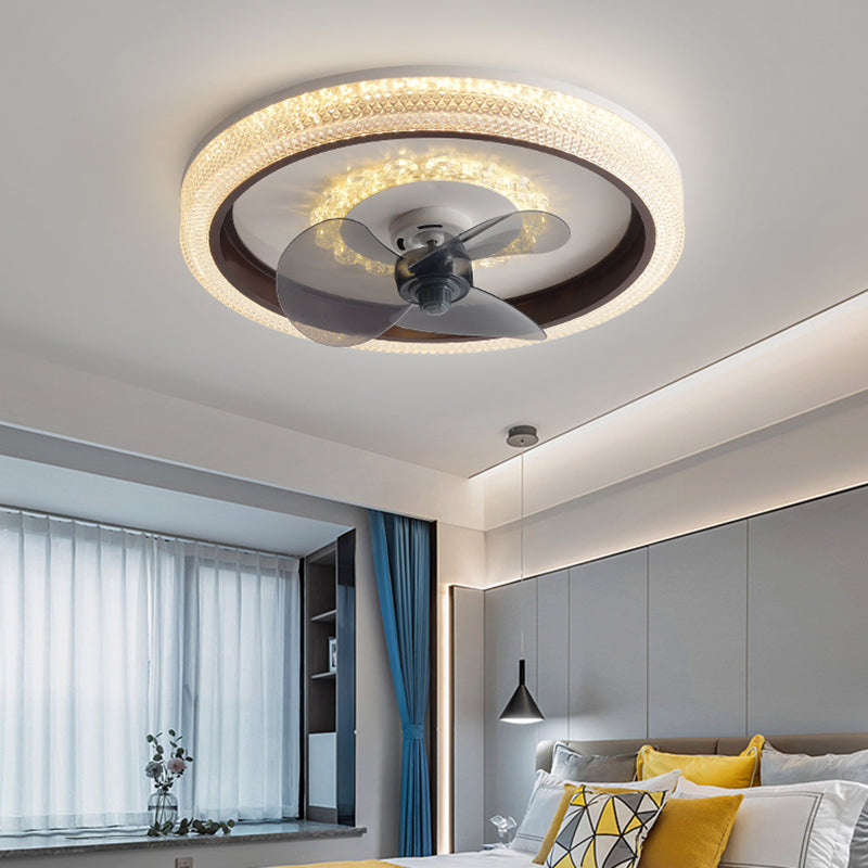 Modern Style Round Shape Ceiling Fan Lamps Metal 2 Light Ceiling Fan Lighting for Bedroom
