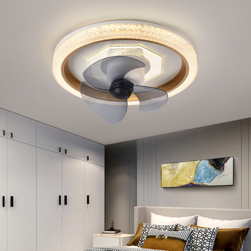 Modern Style Round Shape Ceiling Fan Lamps Metal 2 Light Ceiling Fan Lighting for Bedroom