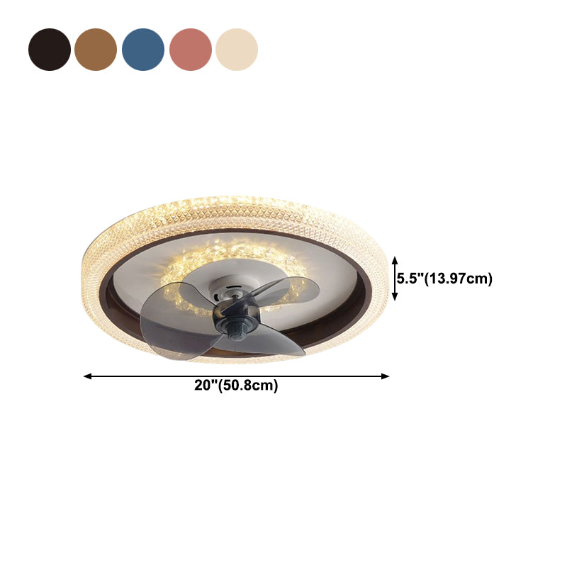 Modern Style Round Shape Ceiling Fan Lamps Metal 2 Light Ceiling Fan Lighting for Bedroom